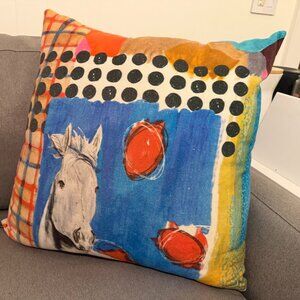 Printed Goods x Anthropologie Horse Cotton Pillow